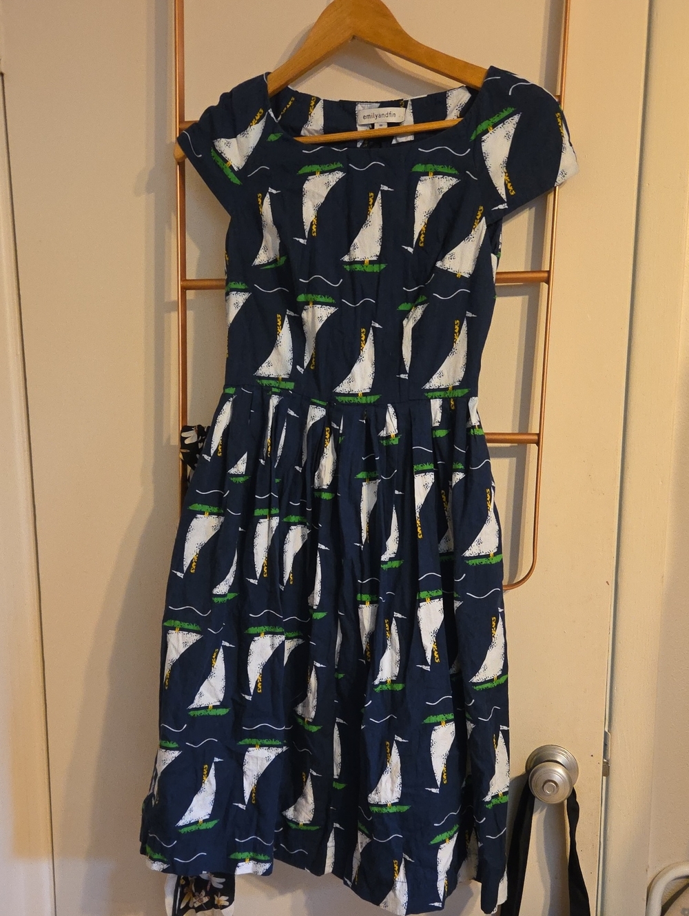 Emily And Fin Navy Sailboat Print Dress